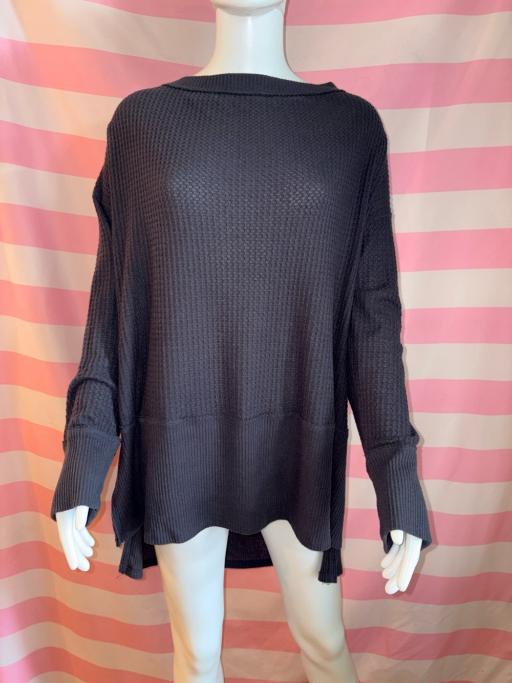 American Eagle Waffle Knit Oversized Tunic | Charcoal Grey | XL